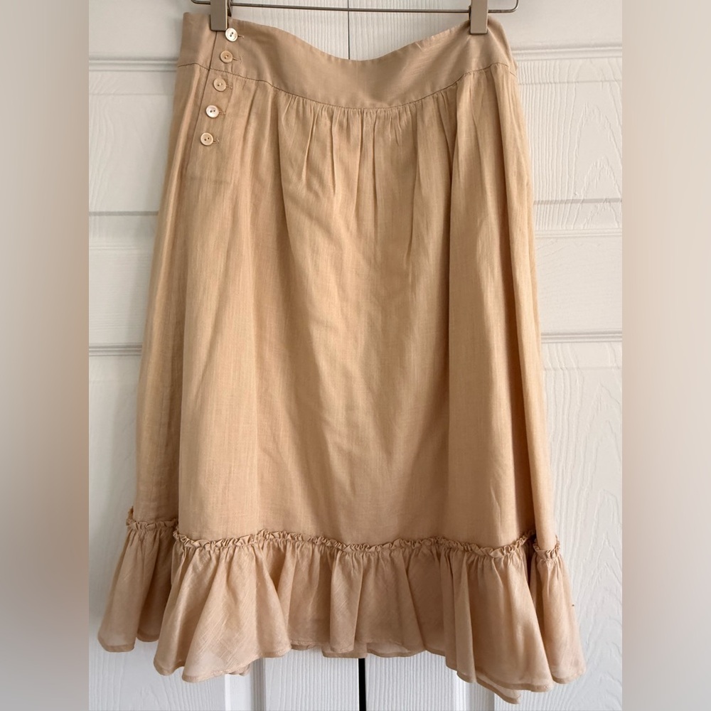 J. Crew Beige A-Line Skirt with Ruffled Hem